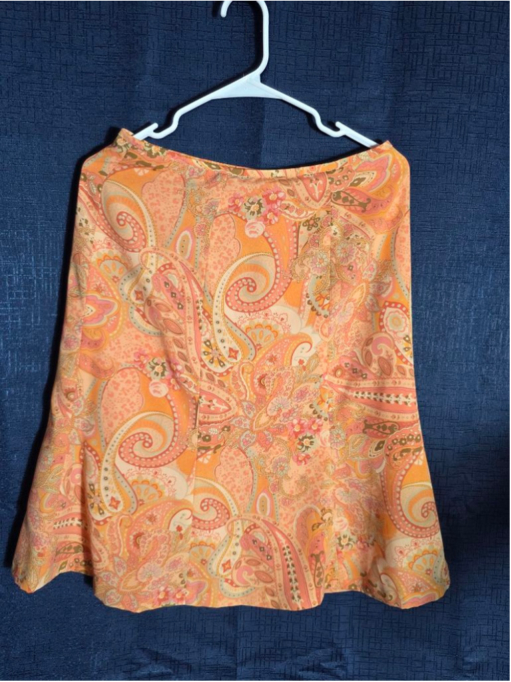 Women's Unbranded Orange Pink Paisley A-Line Skirt Size 8 y2k boho